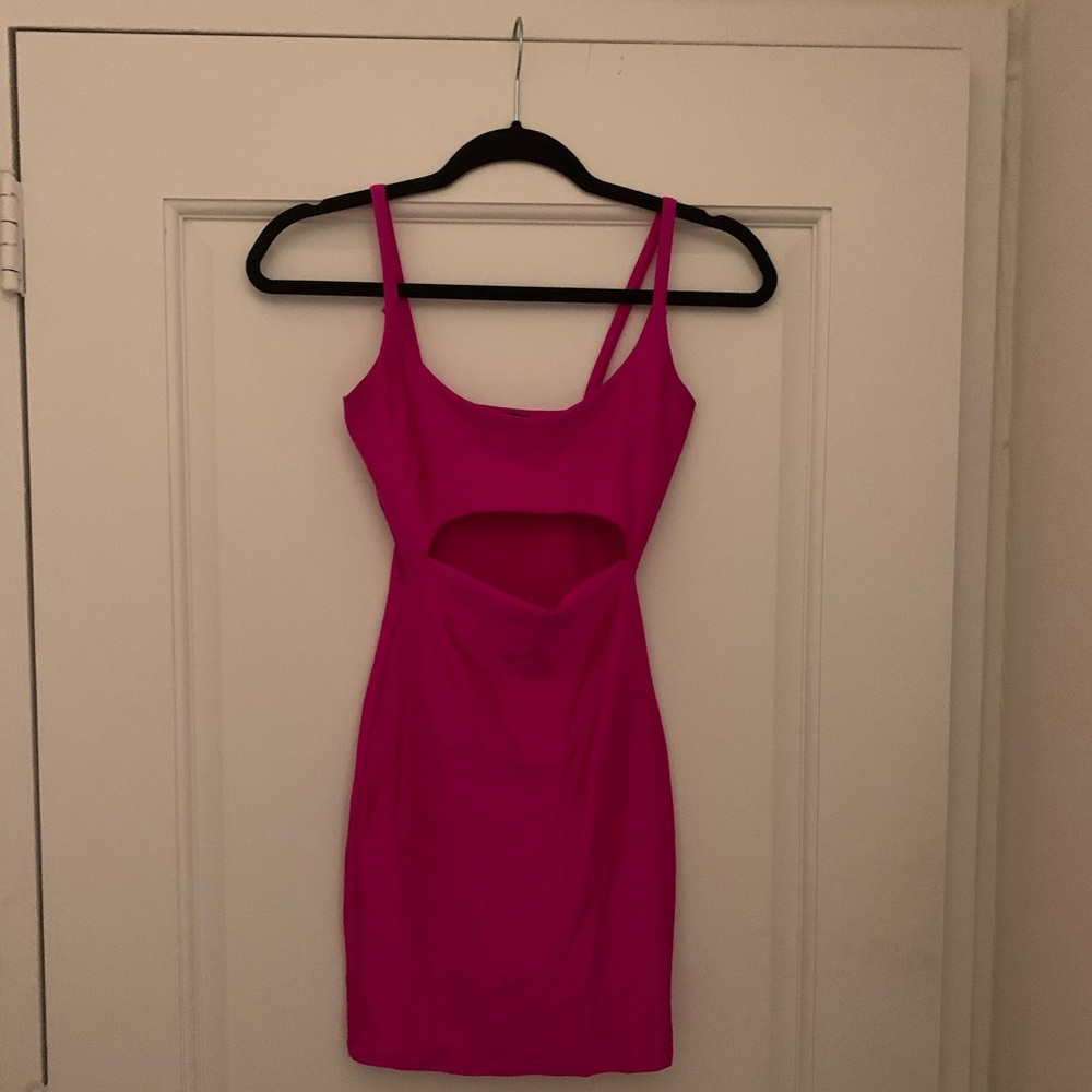 Fashion Nova Spandex Hot Pink Cut Out Dress